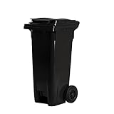 Bauer Mülltonne mit 2 Rädern und Deckel, Müllgroßbehälter, Abfalltonne, Mülleimer, Volumen: 80...