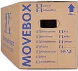 KK Verpackungen 10 x Umzugskartons Movebox 2-wellig doppelter Boden in Profi Qualität 634 x 290 x...