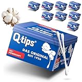 Q-tips Pflege-Wattestäbchen mit Papierschaft, Würfelbox, Vorteilspack (9x 206 Stück), 100%...