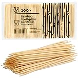 LIVAIA Zahnstocher Holz : 200x Premium Bambus Zahnstocher für schonende Zahnpflege – Holz...