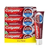Colgate Zahnpasta Max White Optic 4x75 ml – entfernt bis zu 100% der Oberflächenverfärbungen...